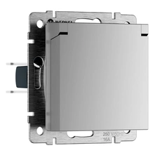 Изображение Розетка влагозащищенная с заземлением с крышкой и шторками IP44 N (серебряный) W1171206
