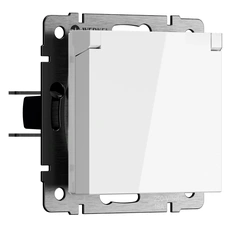 Изображение Розетка влагозащищенная с заземлением с защитной крышкой и шторками IP44 (белая глянцевая) W1171201